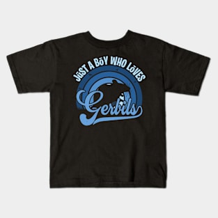 Funy Quote Just A Boy Who Loves gerbils Blue 80s Retro Vintage Sunset Gift IdeA for boys Kids T-Shirt